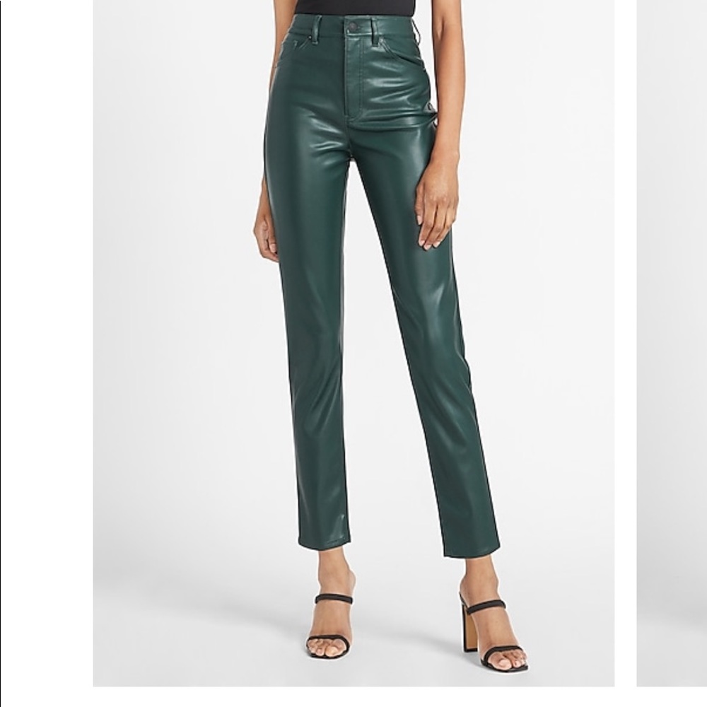 Express Hunter-Green Vegan Leather Pants